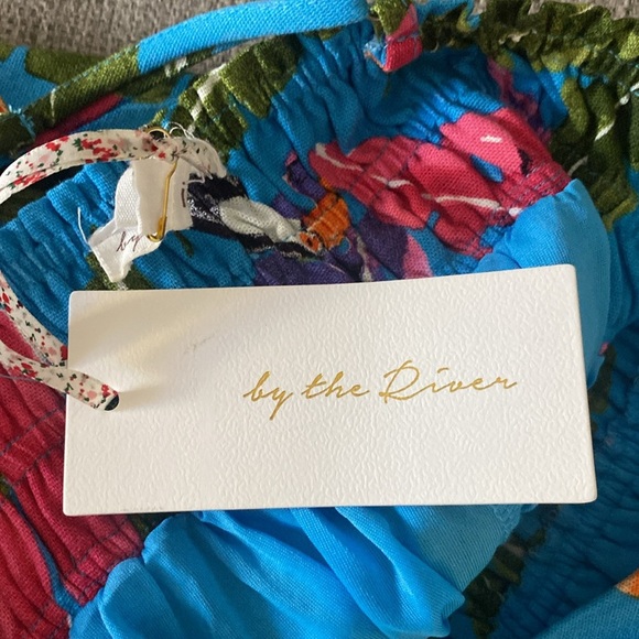 NWT By the River Blue Tropical Floral Midi Dress - Picture 12 of 12